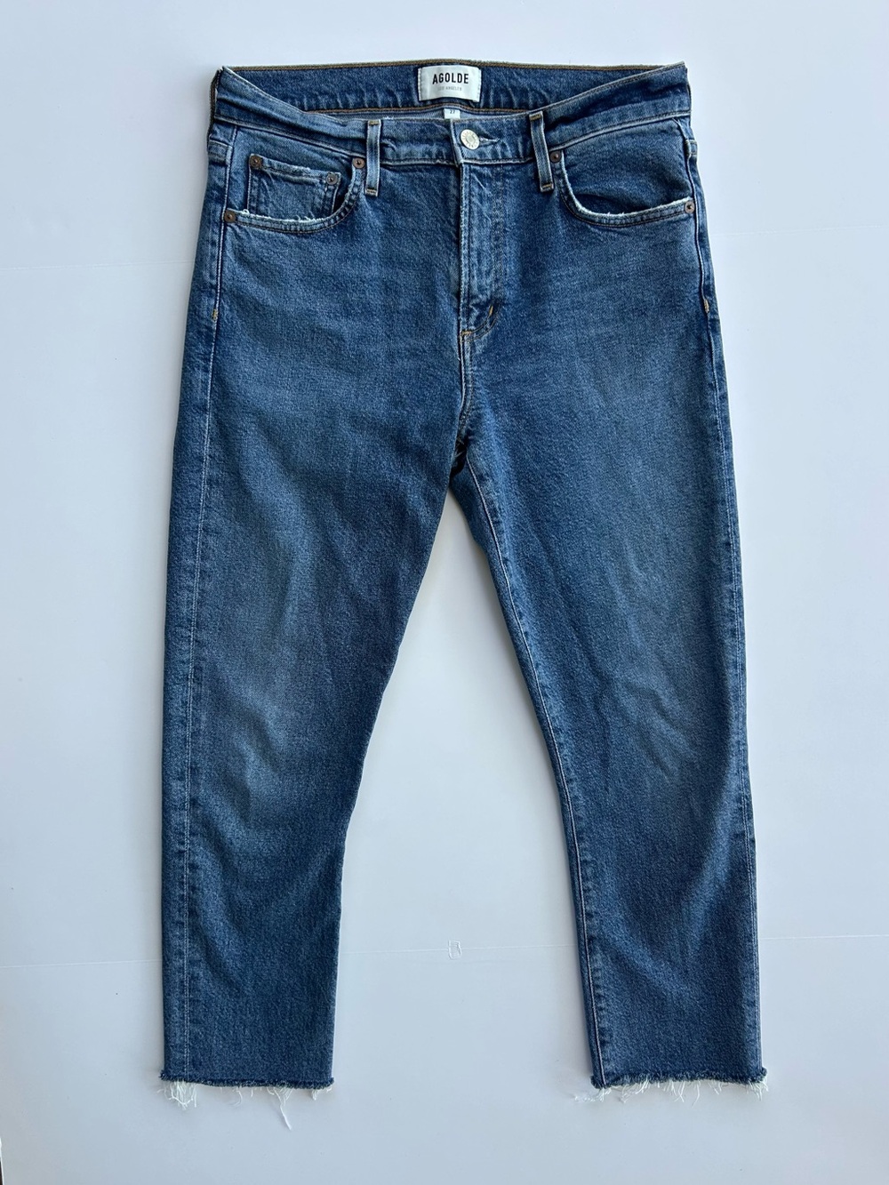 AGOLDE Toni Straight Mid Rise Raw Hem 
 Jeans Medium Wash A133-1255 • Size 27